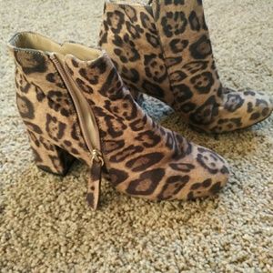 Cheetah print booties